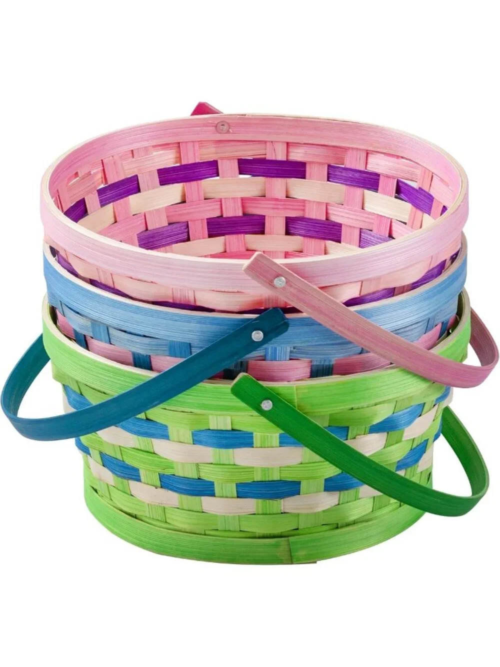 Easter Bamboo Baskets Set - 3 Pcs Woven Storage for Kids, Egg Hunt & Party Decor